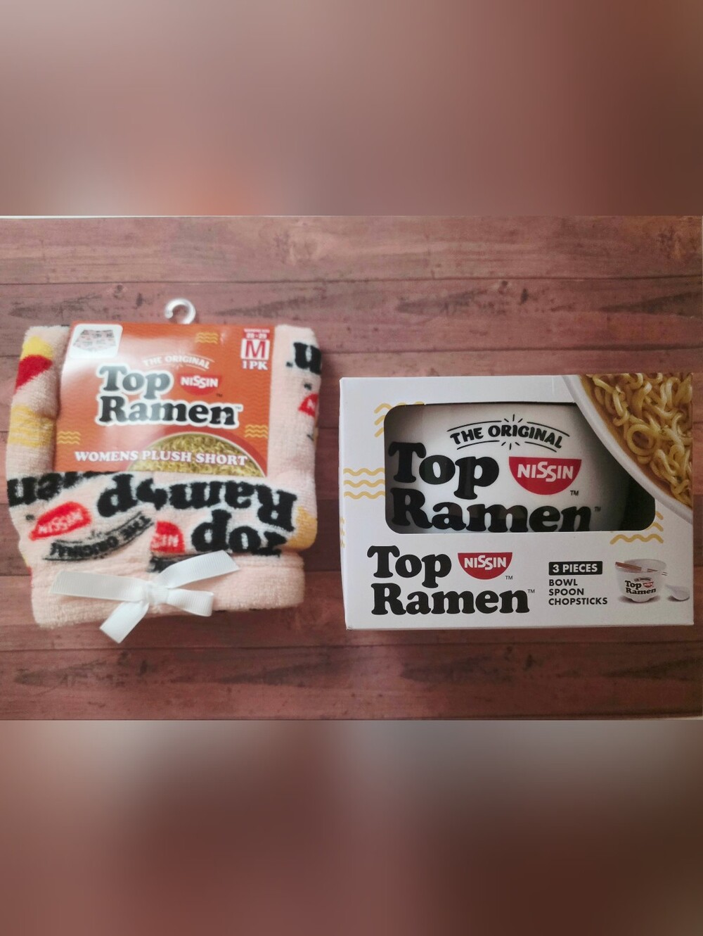 Nissin Top Ramen Plush Boxers + Fun Ramen Bowl Gift Set Bundle NWT